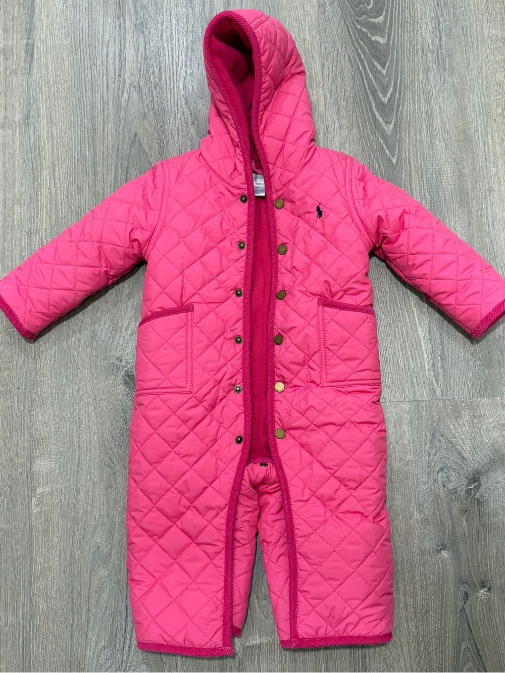 Ralph Lauren Hot Pink Quilted Hooded Snowsuit